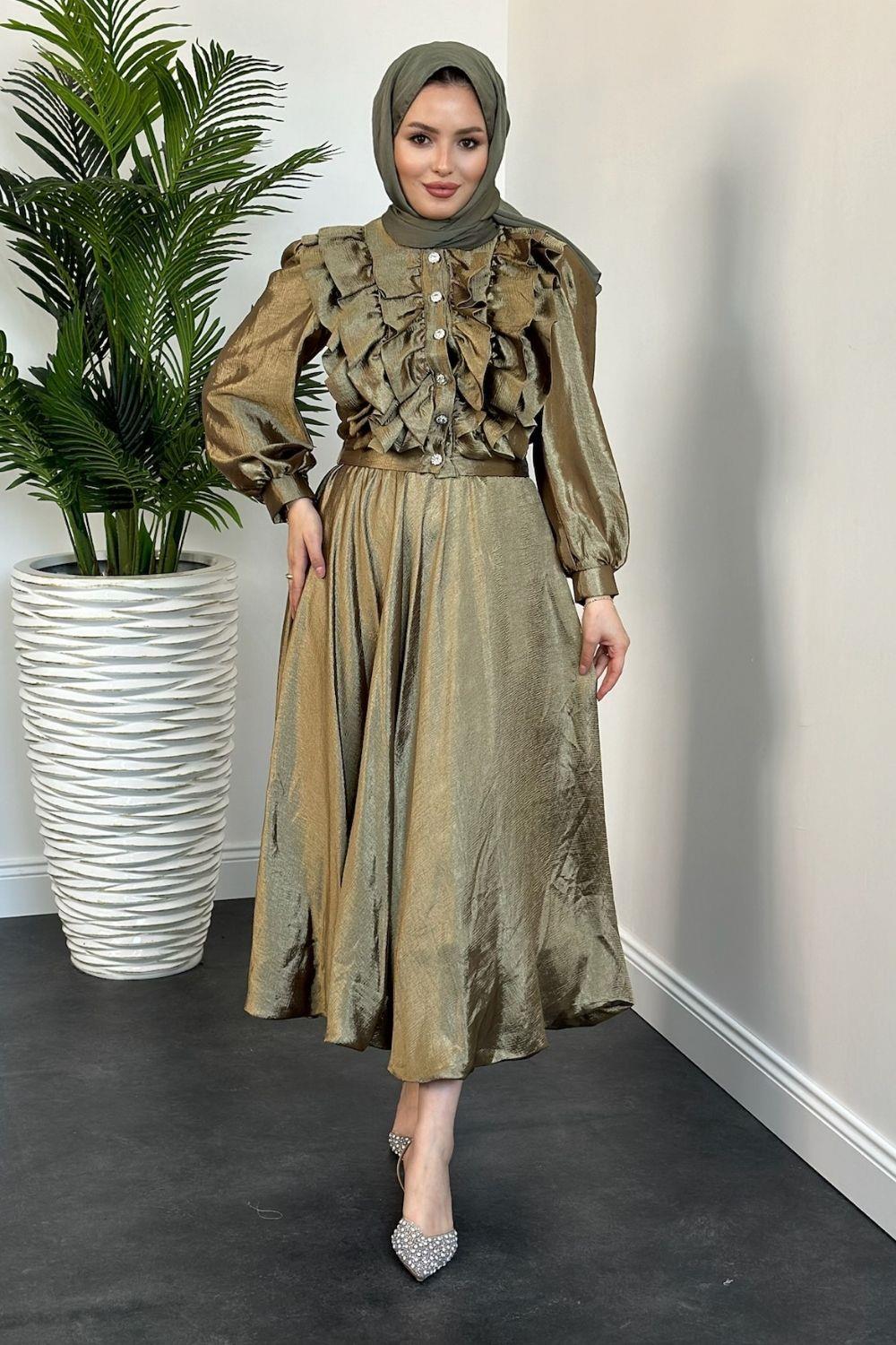 Arnisa Önü Fırfırlı Takım Haki 3063 