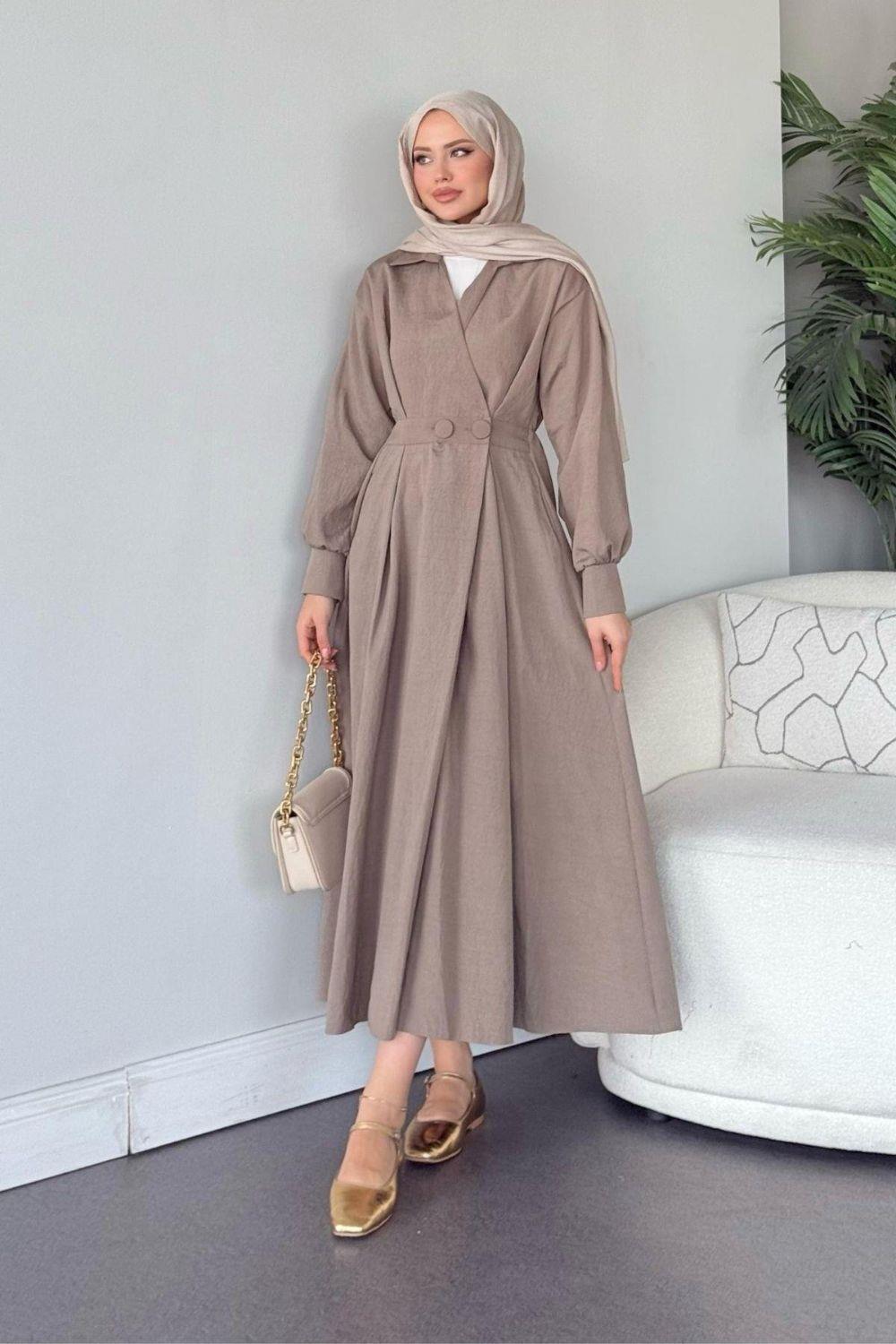 Elizabeth Düğmeli Elbise Taş 3069 