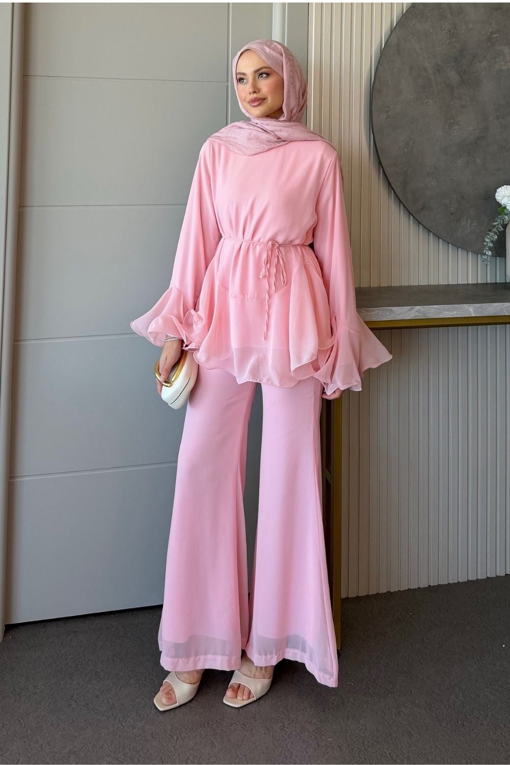 Moonlight Şifon Takım Pembe 3270 