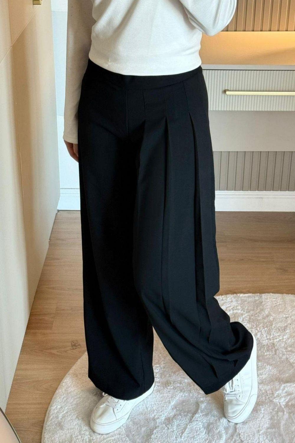 Piliseli Pantolon Siyah 3490 