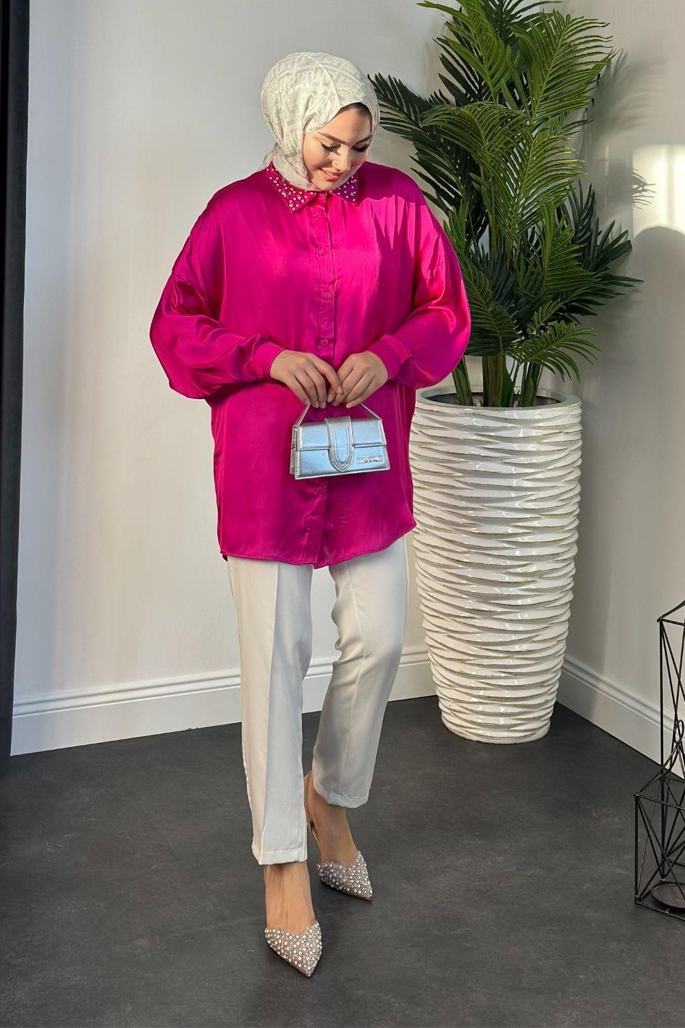 Nisanur Gömlek Fuşya 3676 