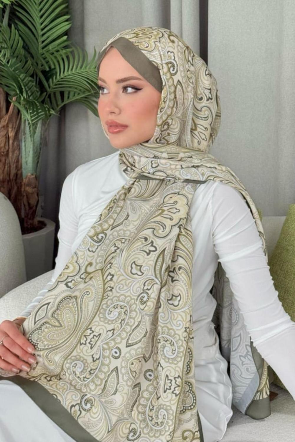 Dijital Soft Desen Şal Mint 40050 