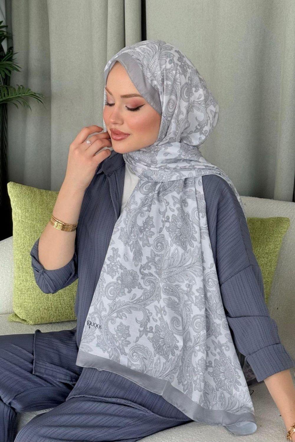 Aras Desen Dijital Şal Gri 40170 