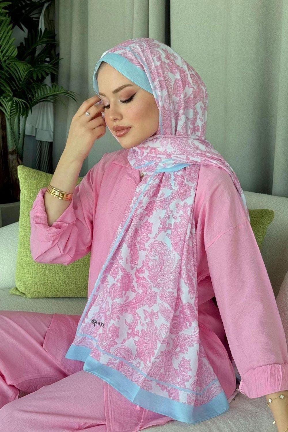 Aras Desen Dijital Şal Pembe 40170 