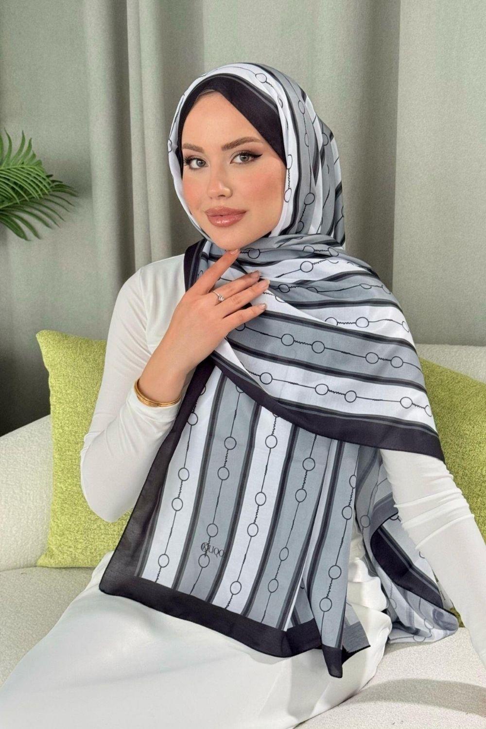 Çizgili Desen Şal Siyah 4020 