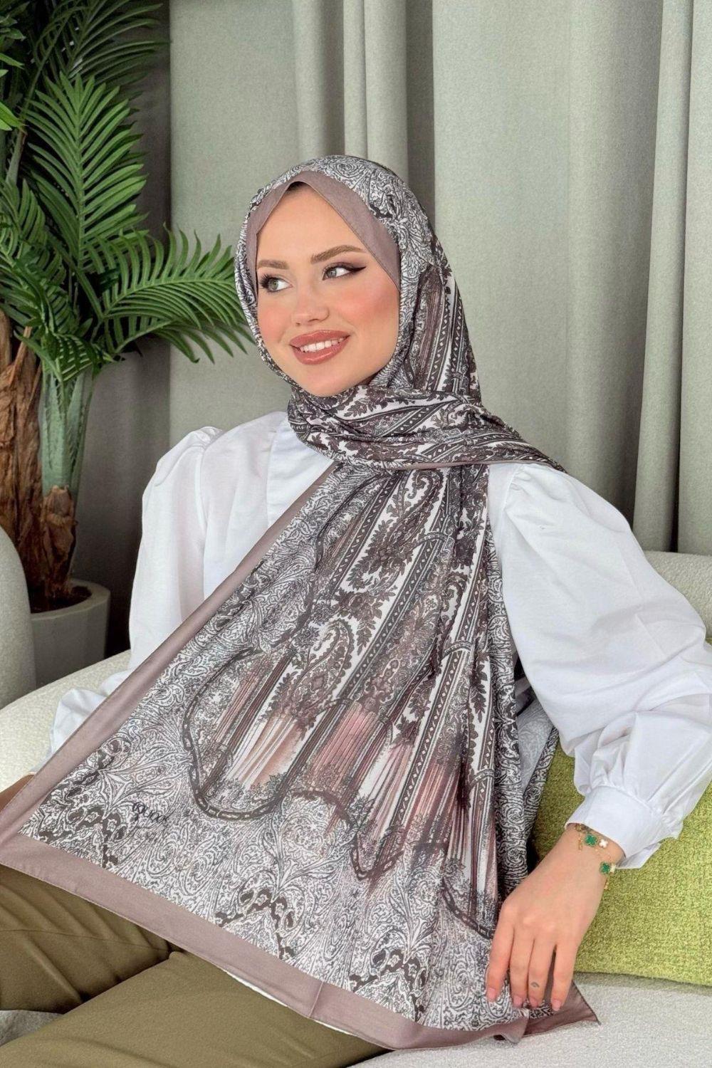 Sude Desen Şal Vizon 4024 