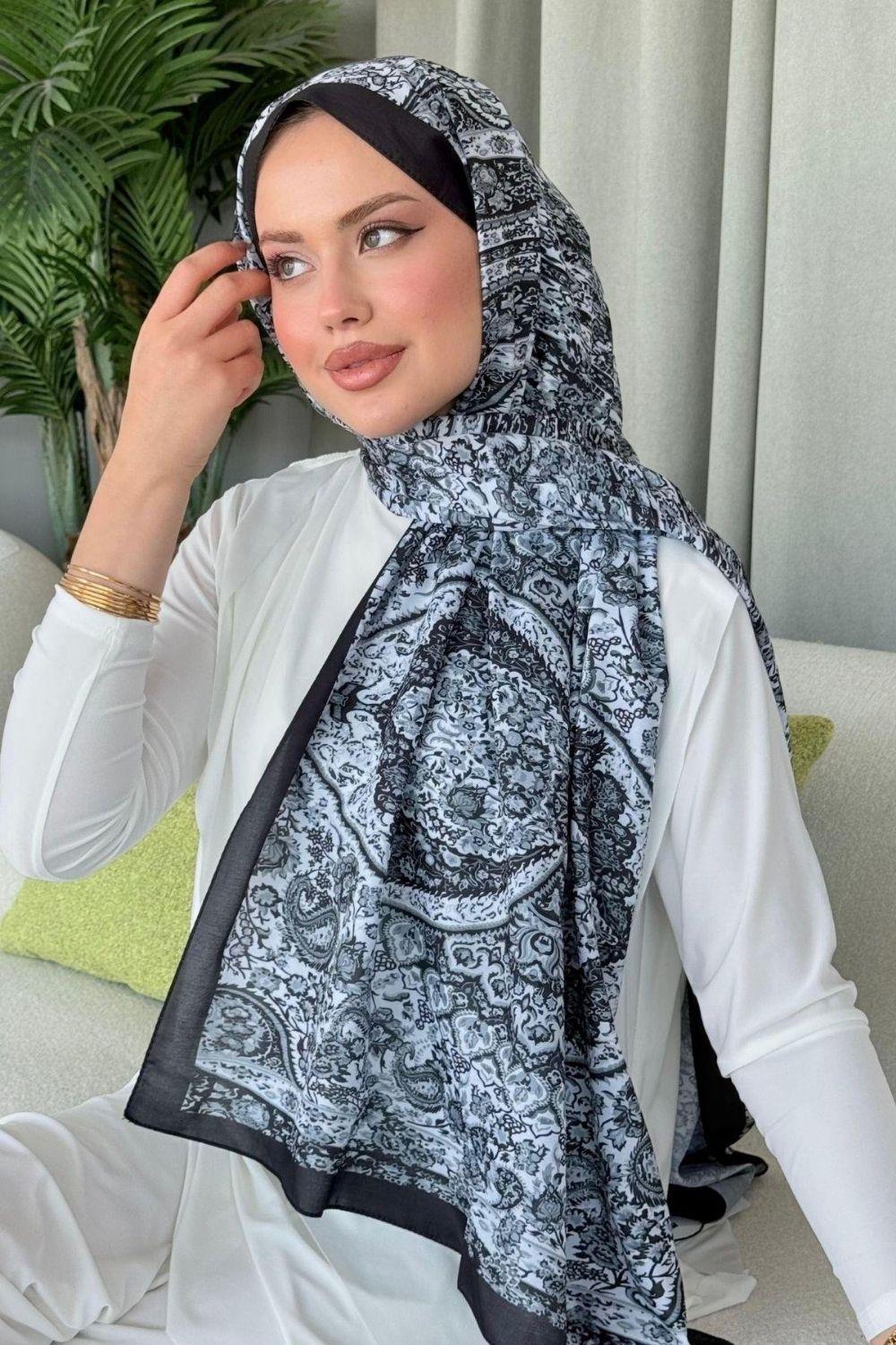Kayli Dijital Şal Siyah 4029 