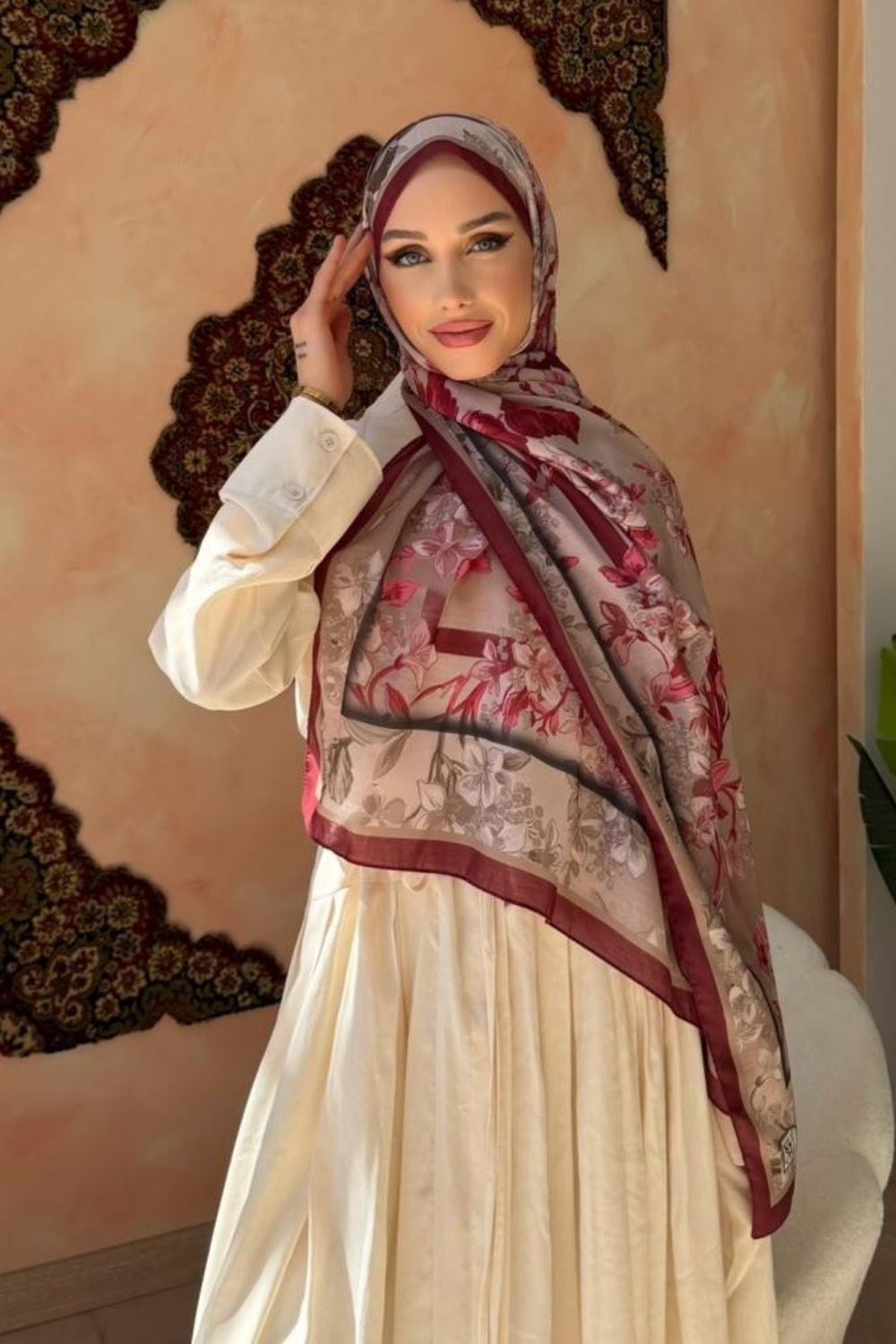 Botatik Rüyası Şal Bordo 4057 