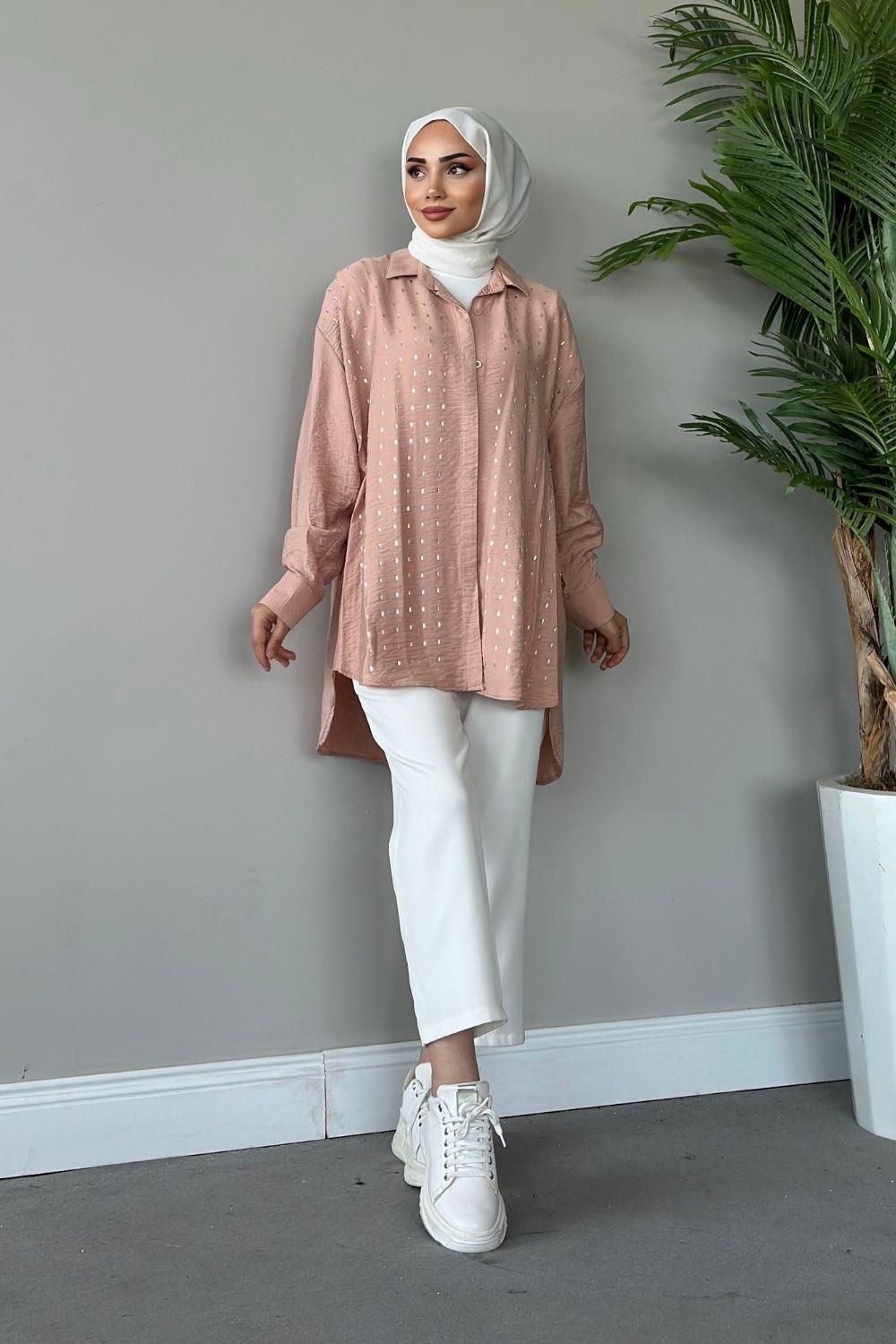 Baget Taşlı Tunik Vizon 4075 