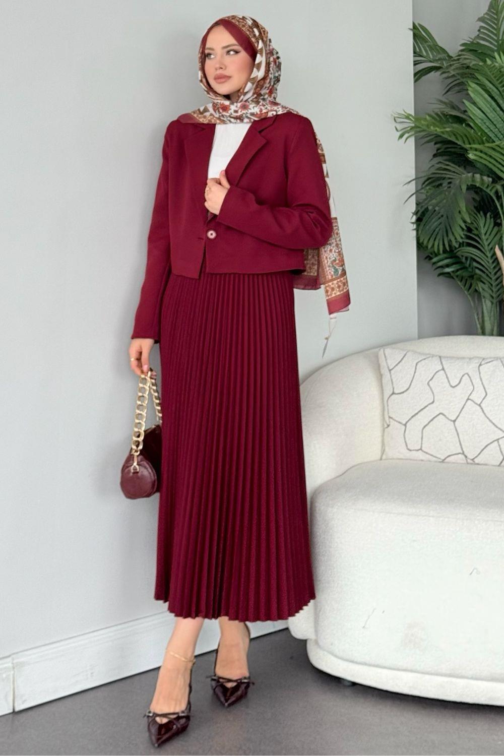 Ceketli Heza Takım Bordo 41390 