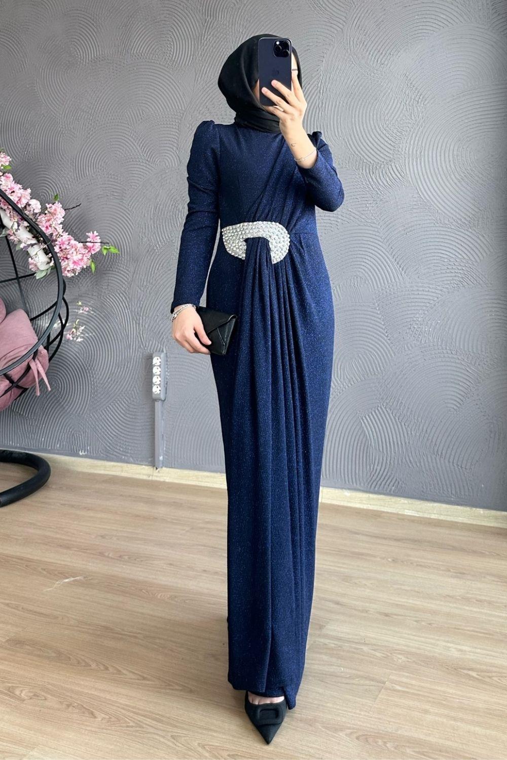 Havin Simli Abiye Lacivert 4351 