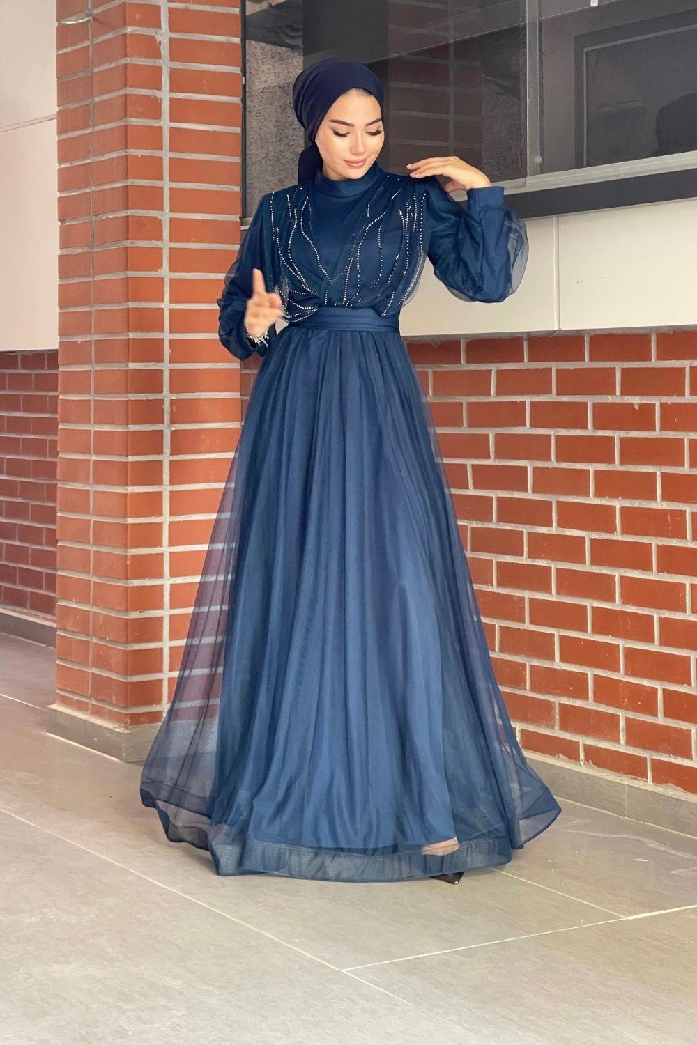 Lenora Abiye Lacivert 44250 