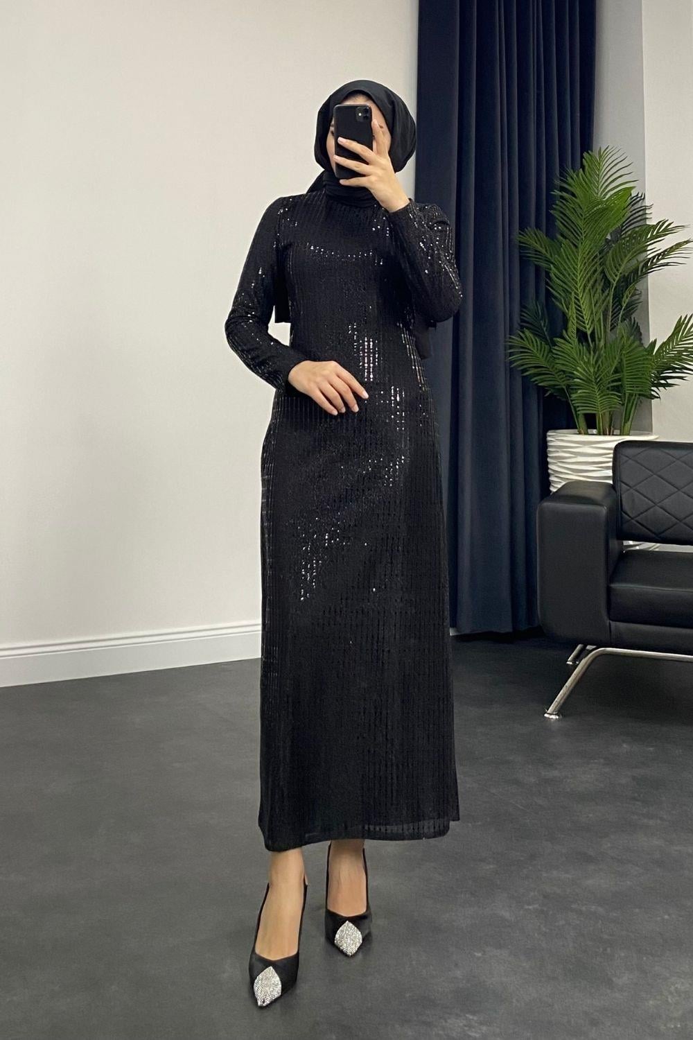 Ülkem Pullu Abiye Siyah 4492 