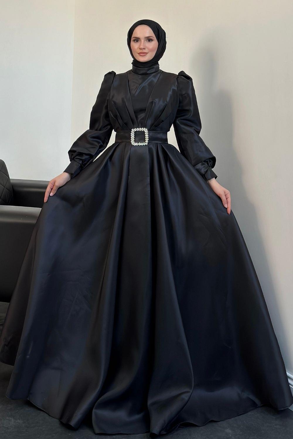 فستان سهرة الأميرة أسود 45290 