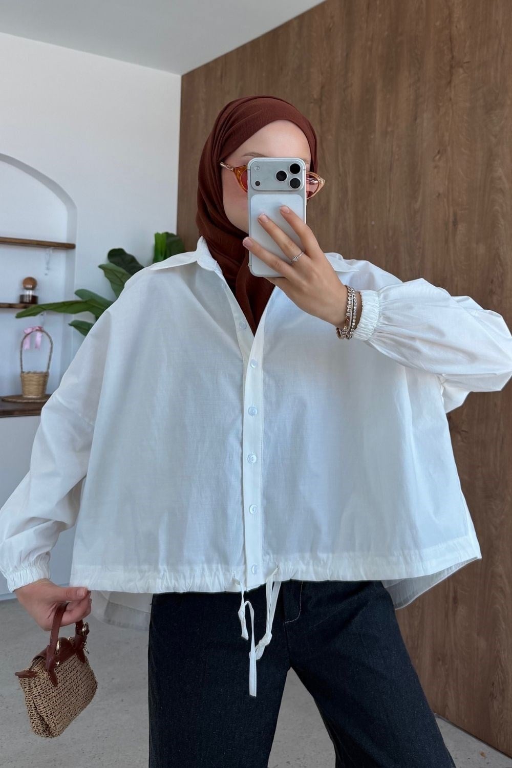 Oversize Poplin Gömlek Beyaz 4530 