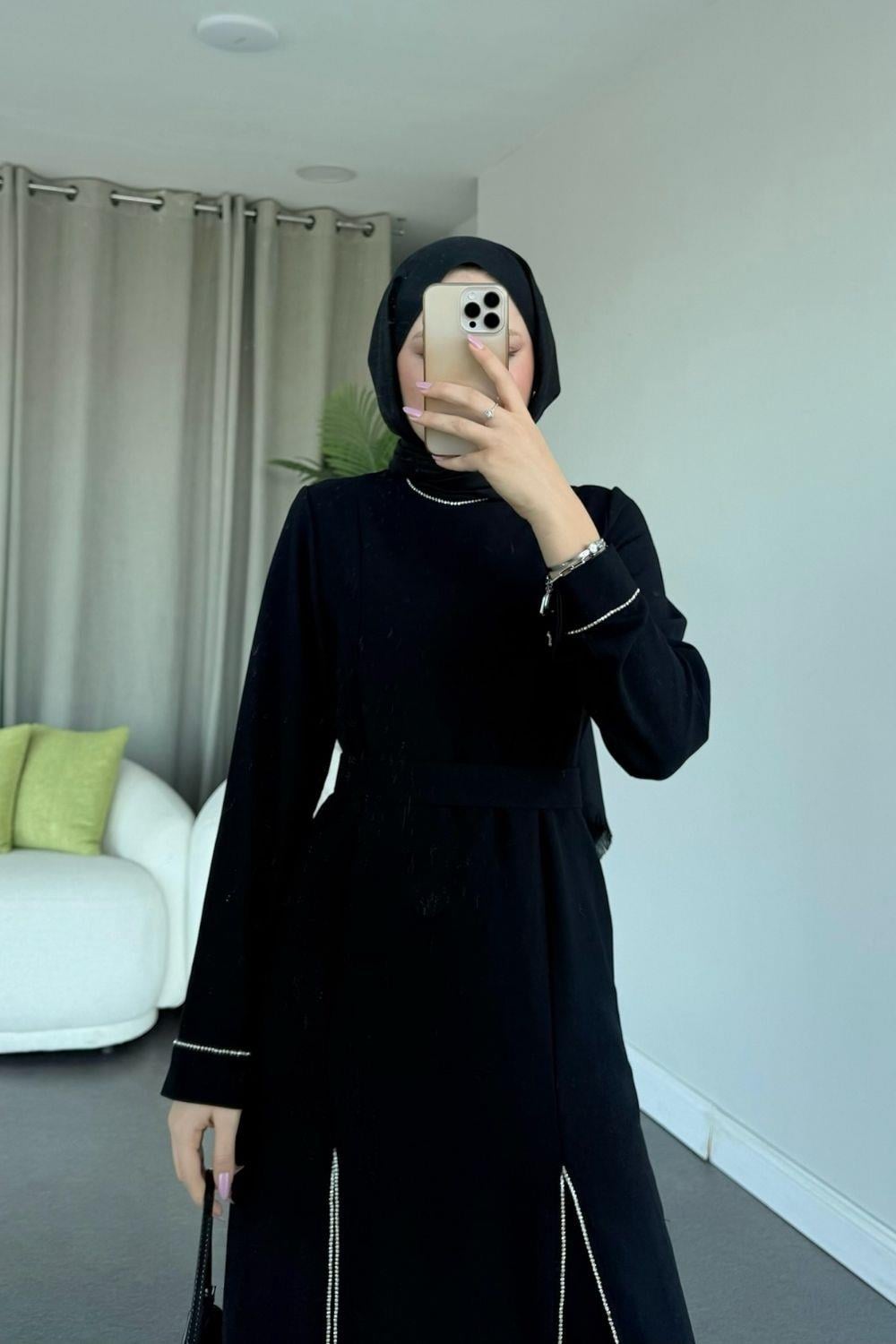 Taşlı Pantolonlu Takım Siyah 4643 