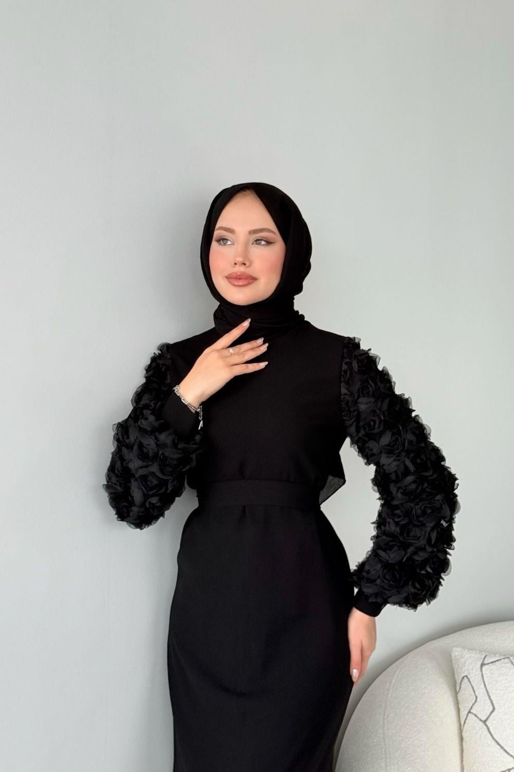 Kolu Güllü Abiye Siyah 46600 