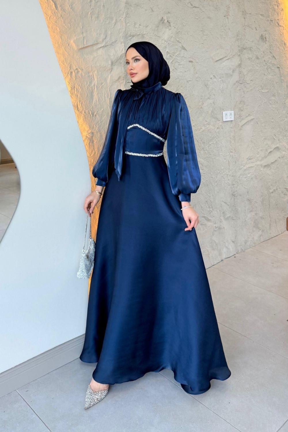 Bel Zincir Abiye Lacivert 4778 