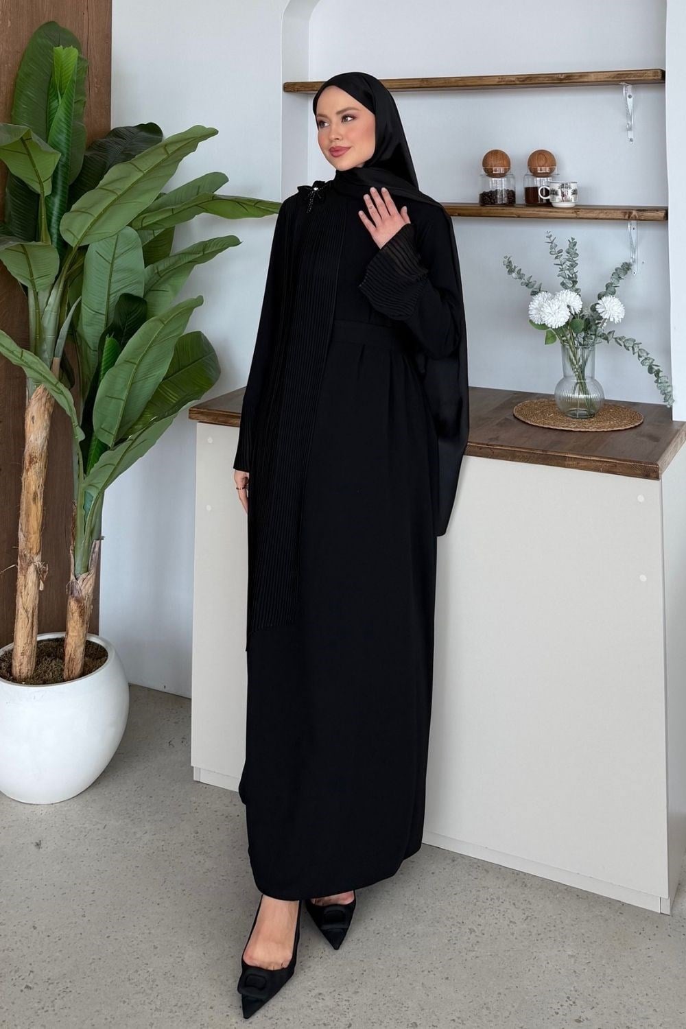 Alessa Kuşaklı Abiye Siyah 4801 