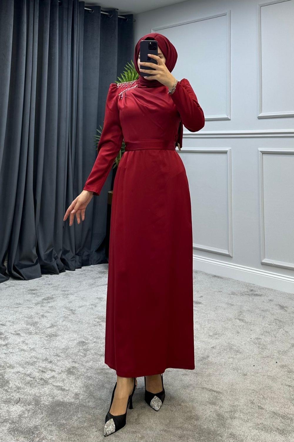 Çiğdem Abiye Bordo 4863 