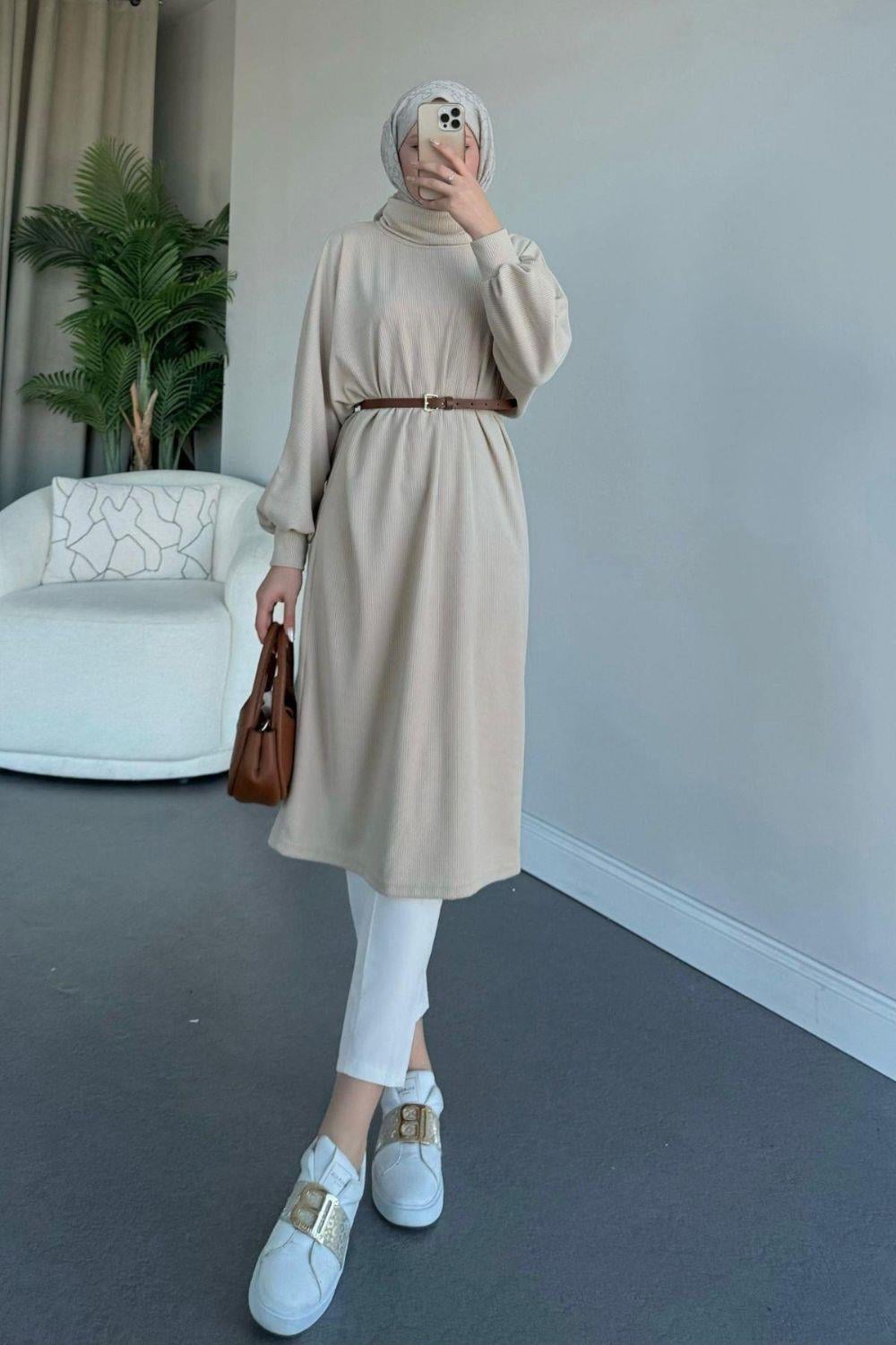 Hadra Kemerli Tunik Bej 48670 