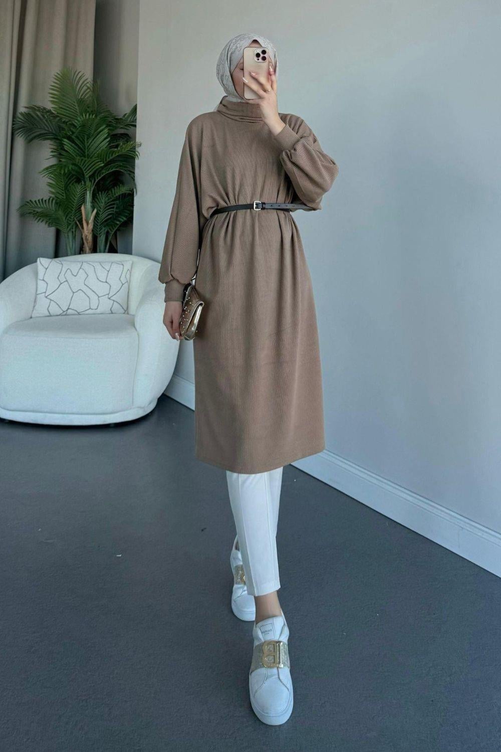 Hadra Kemerli Tunik Camel 48670 
