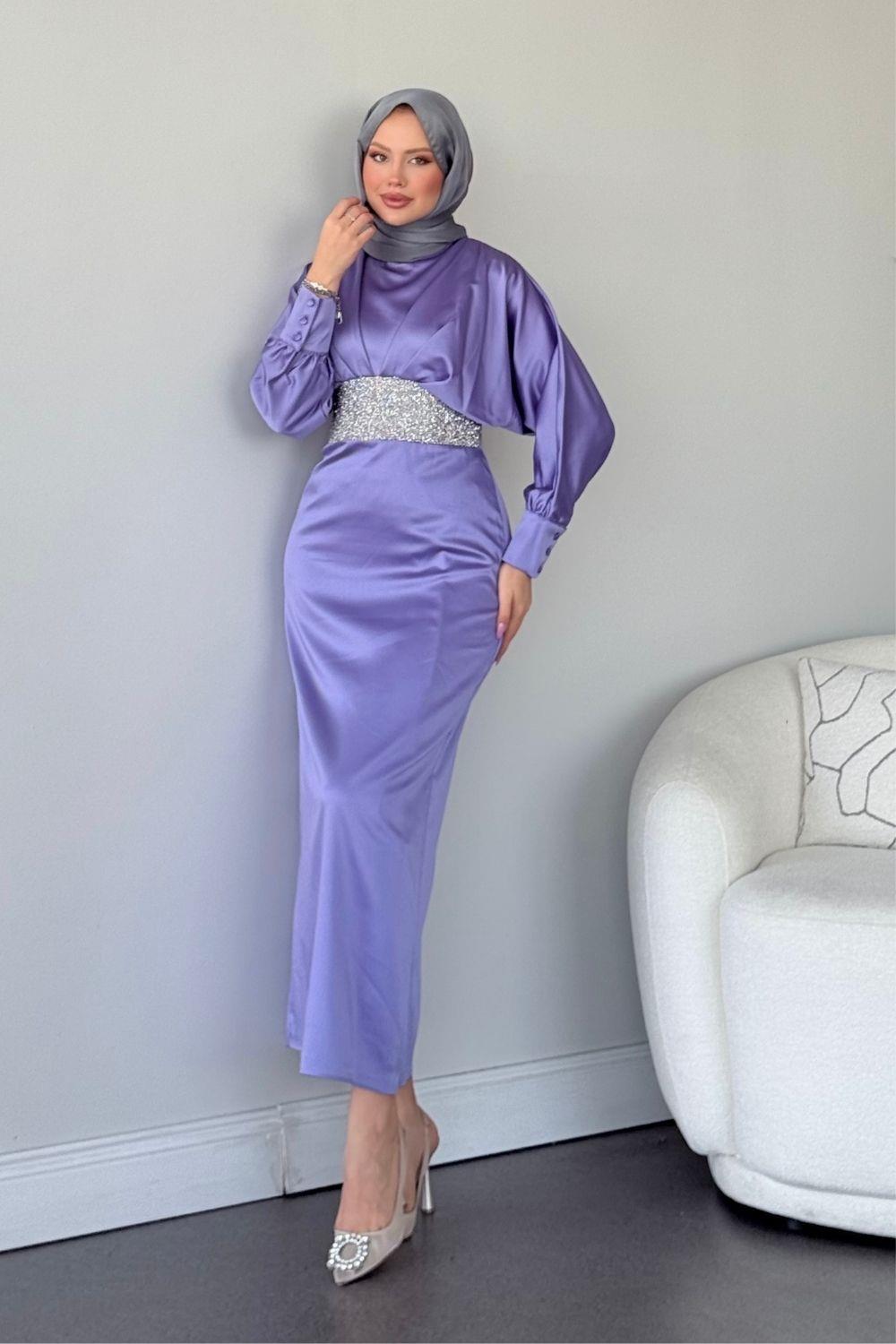 Bade Saten Abiye Lila 4930 