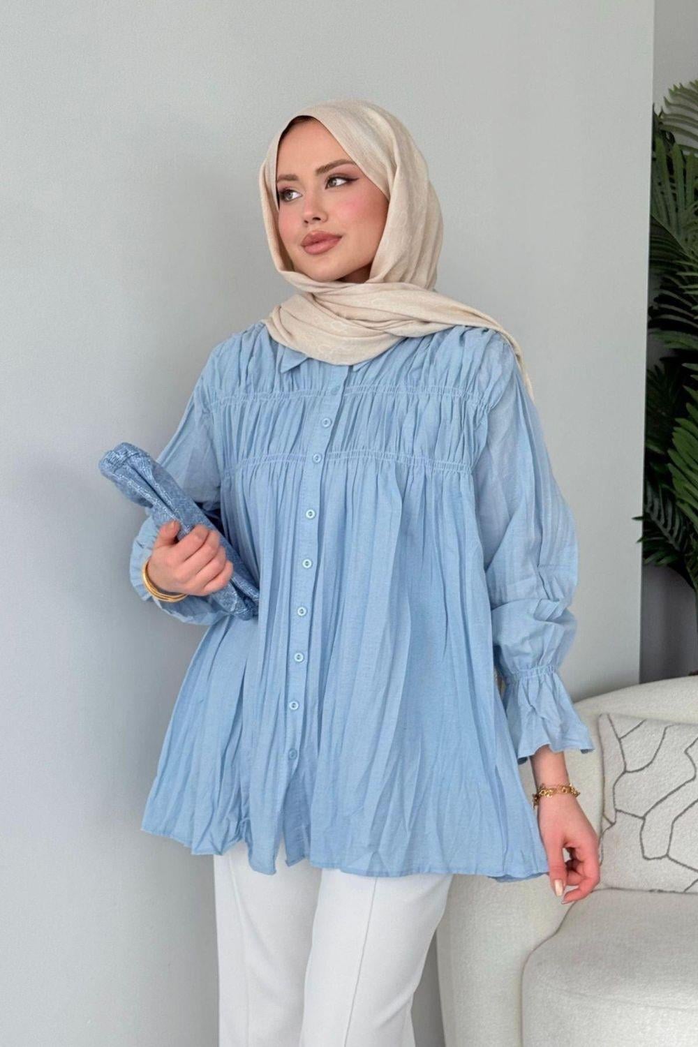 Lotus Piliseli Gömlek Bebe Mavisi 50600 