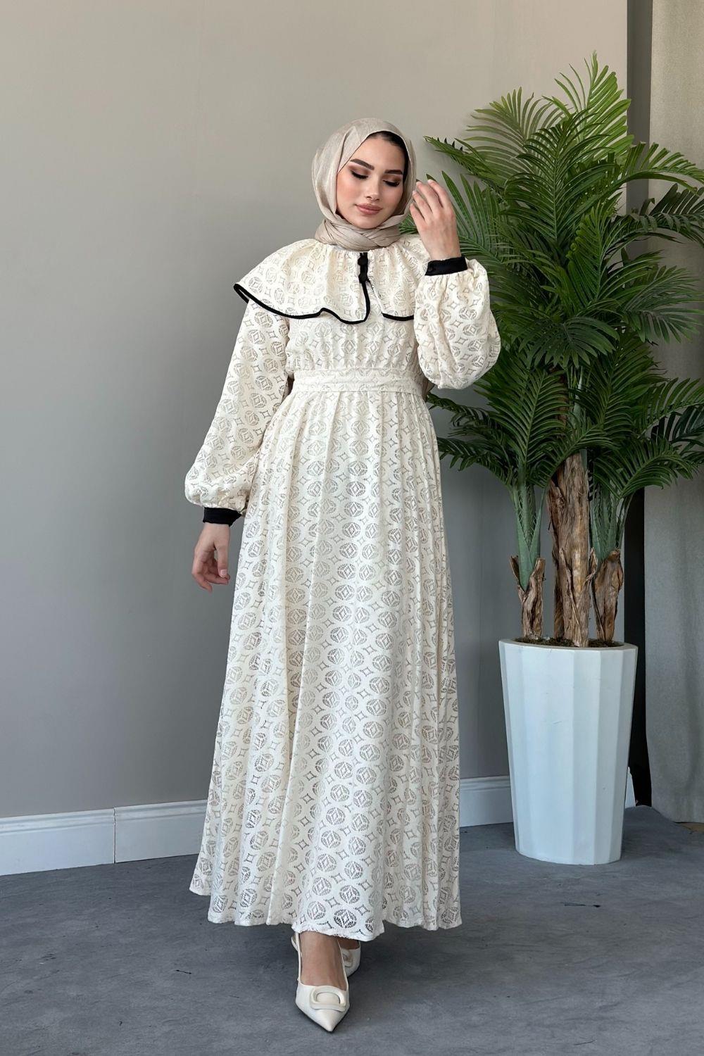 Büşra Elbise Ekru 5072 