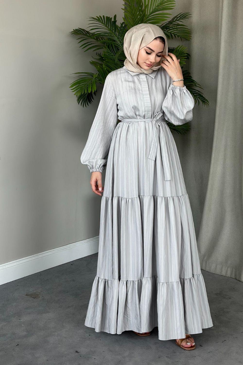 Şila Elbise Gri 5097 