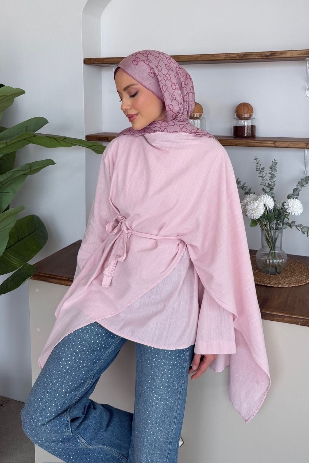 Loren Pelerinli Gömlek Pembe 5479 