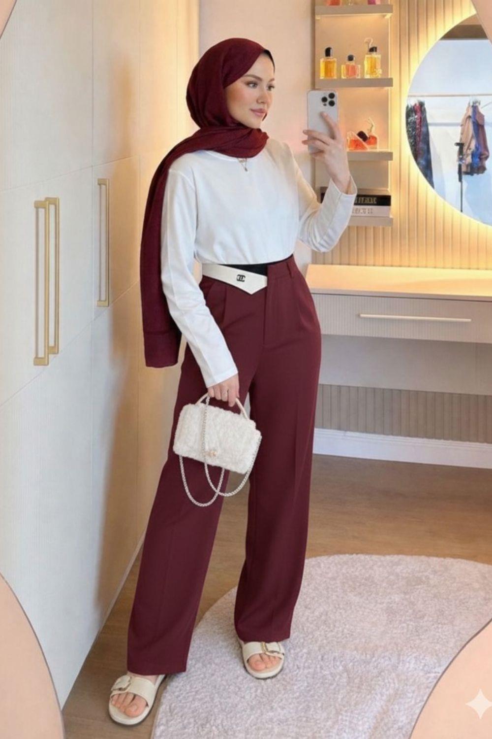 Zar Palazzo Pantolon Bordo 5879 