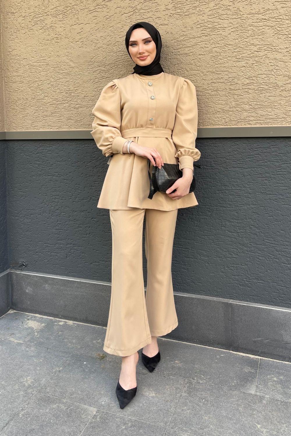 طقم كريب بأزرار حجرية جملي