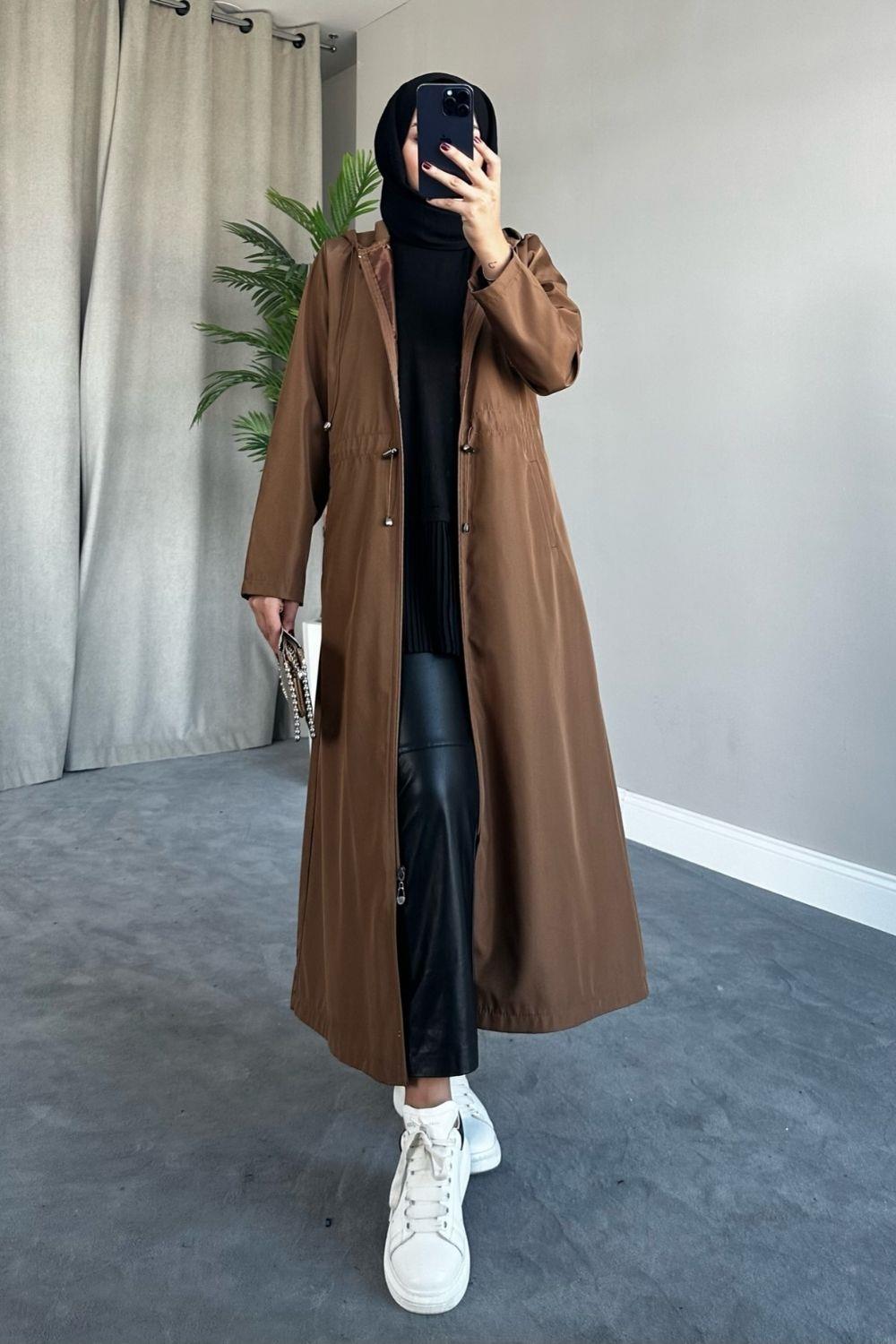 معطف لينتا باللون البني