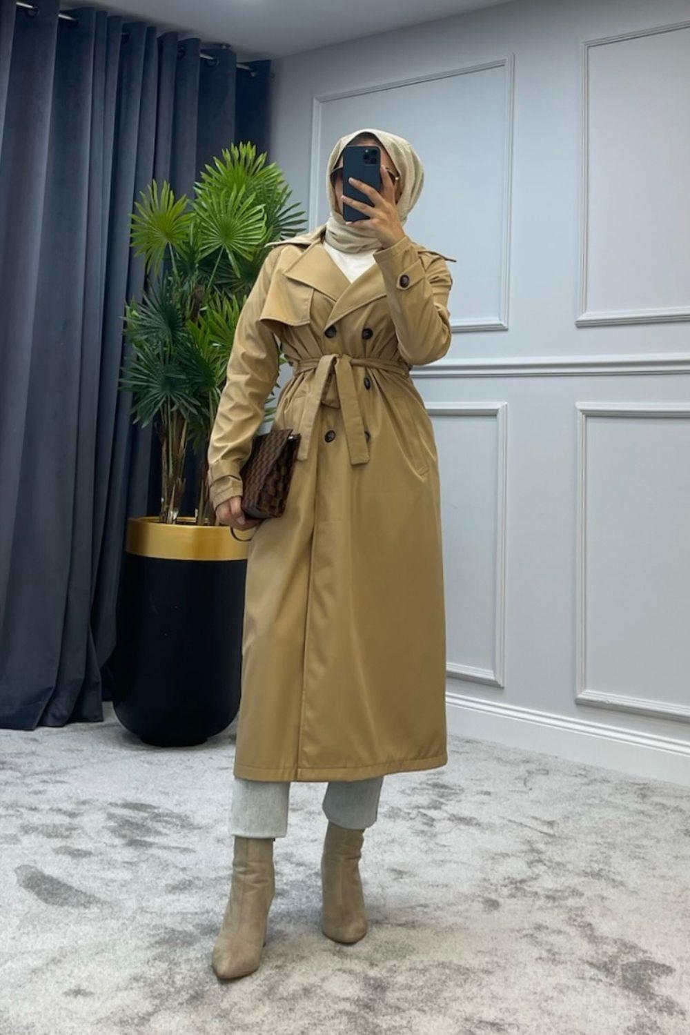 Omuzu Apeletli Trenç Kot Camel 5949 