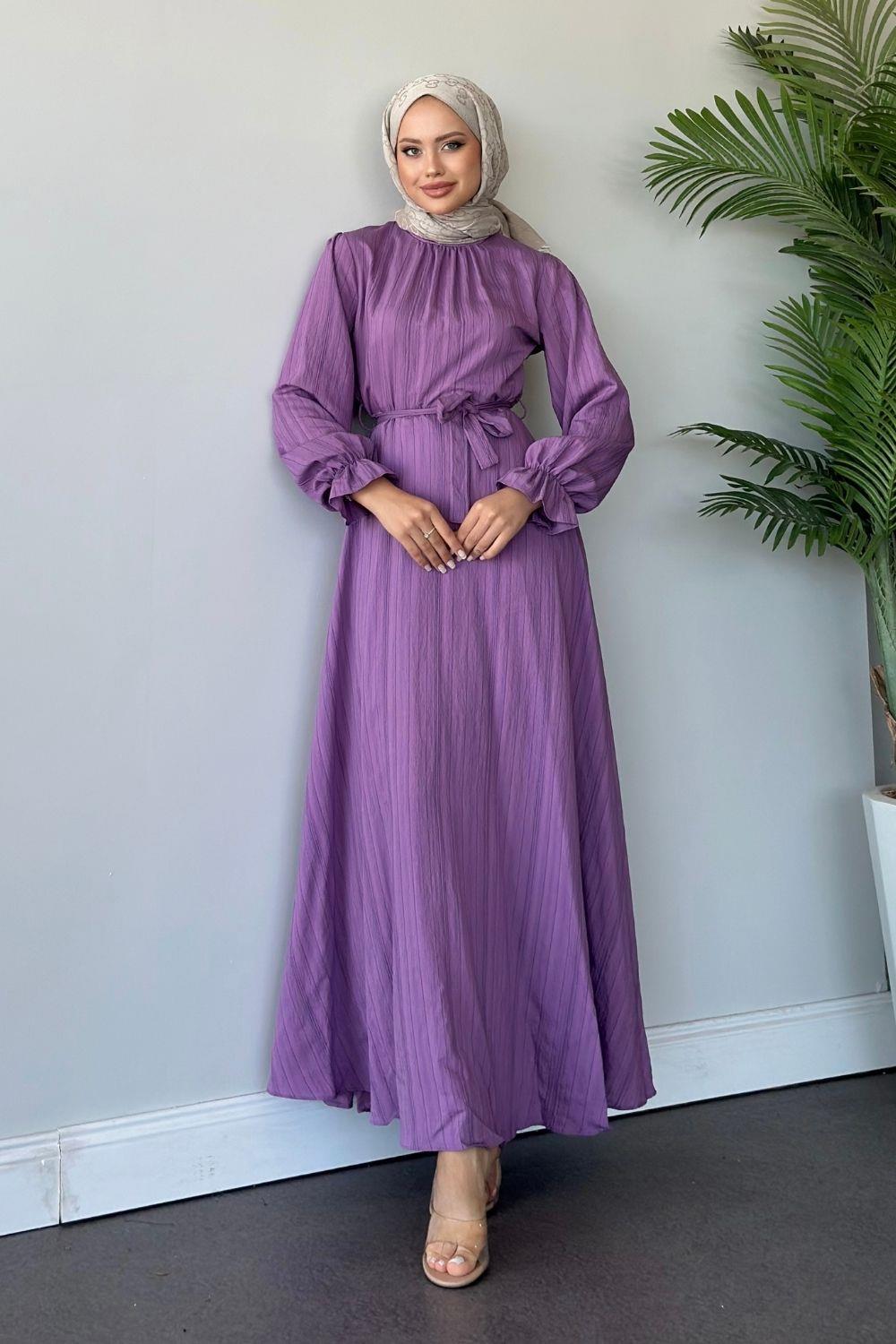 İkra Elbise Lila 6003 