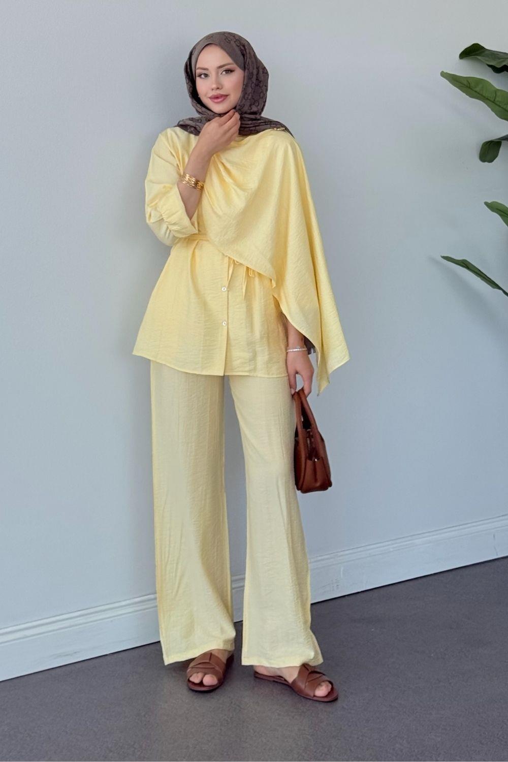 NAZLI PANTOLONLU TAKIM Sarı 6004 