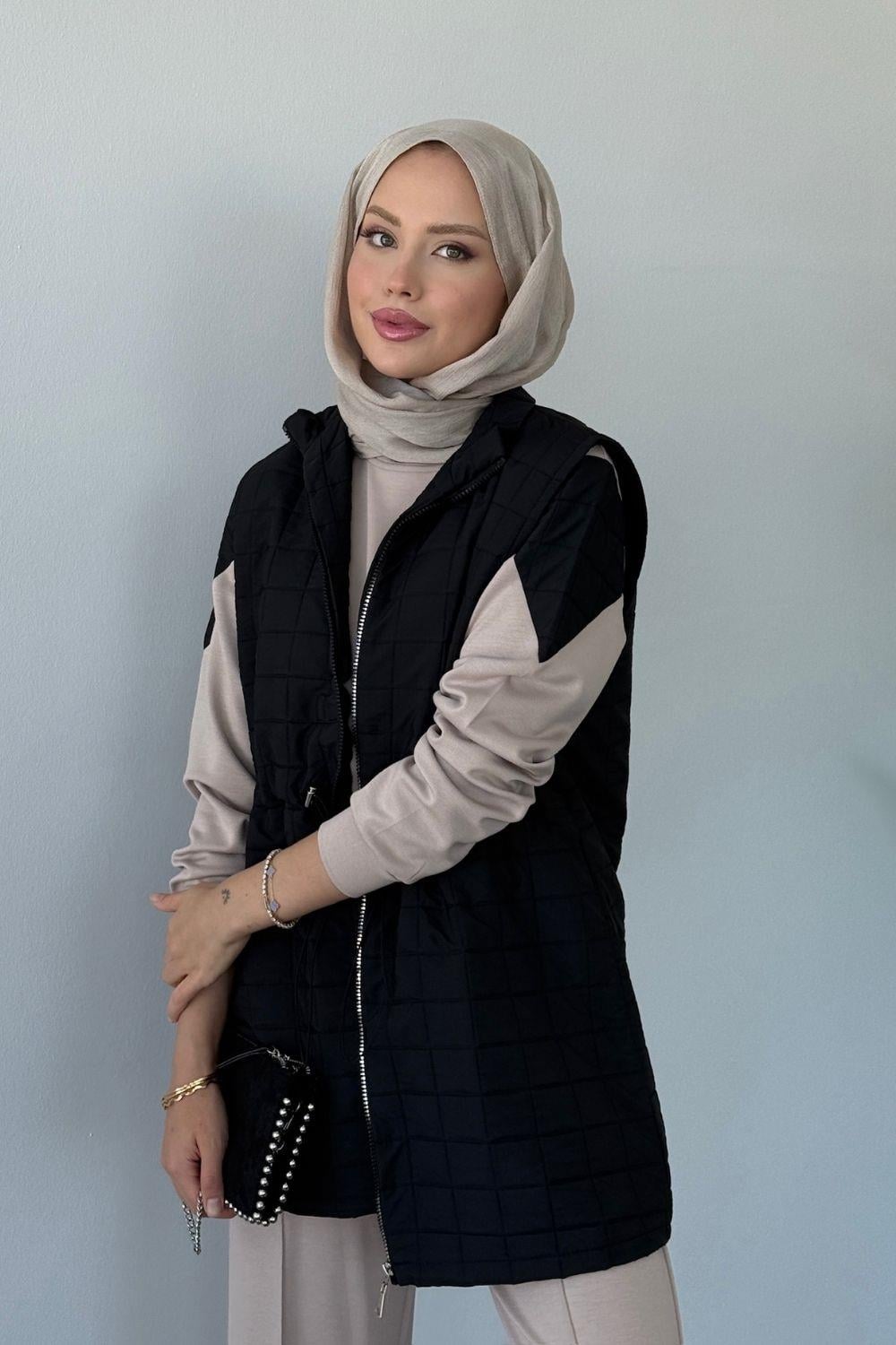 Armoni Kapitone Yelekli 3'lü Takım Siyah 6015 
