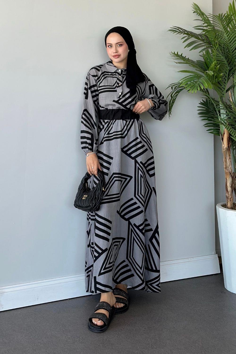 Saye Elbise Gri 6016 