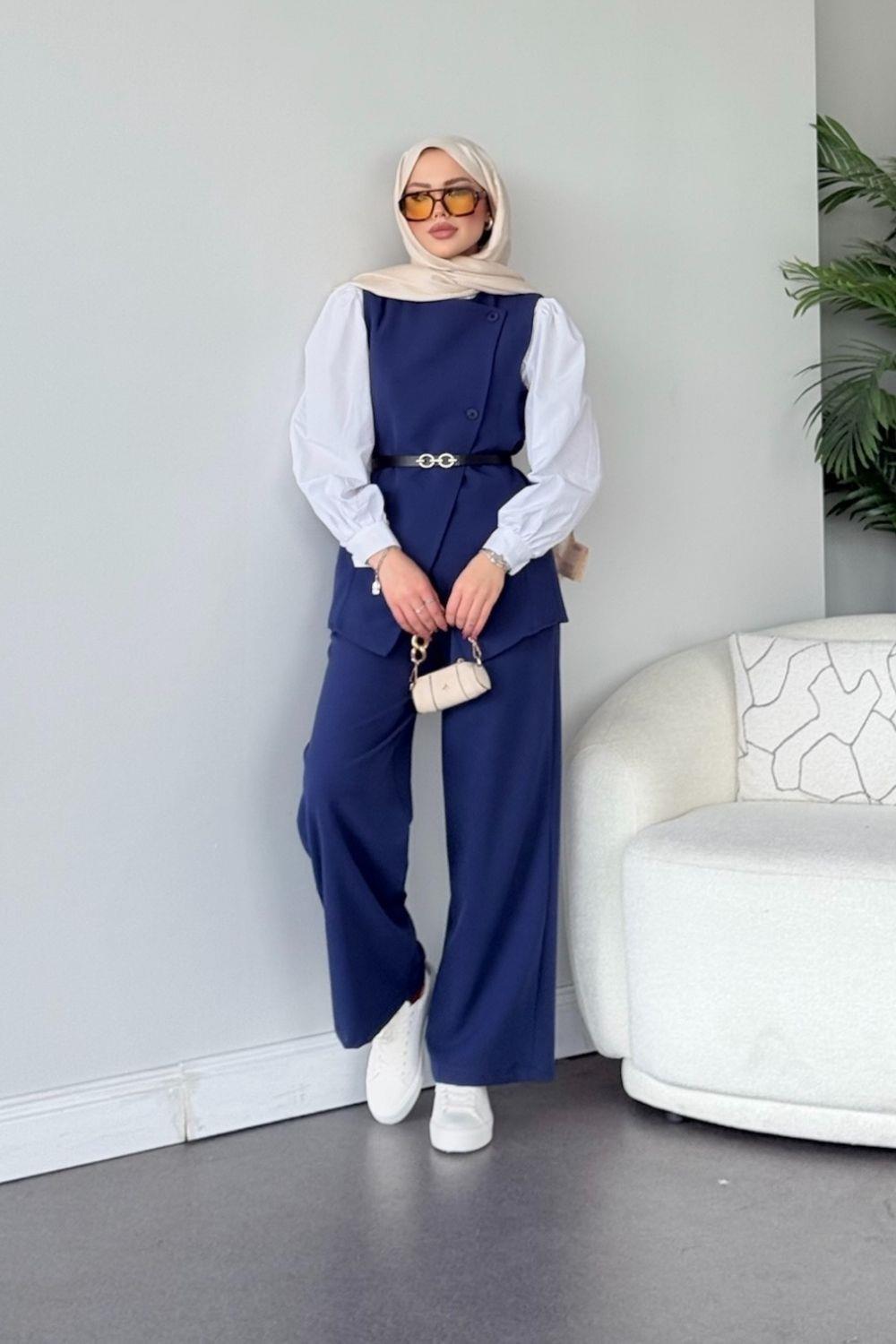 Leya  Pantalonlu  İkili Takım Lacivert 60347 