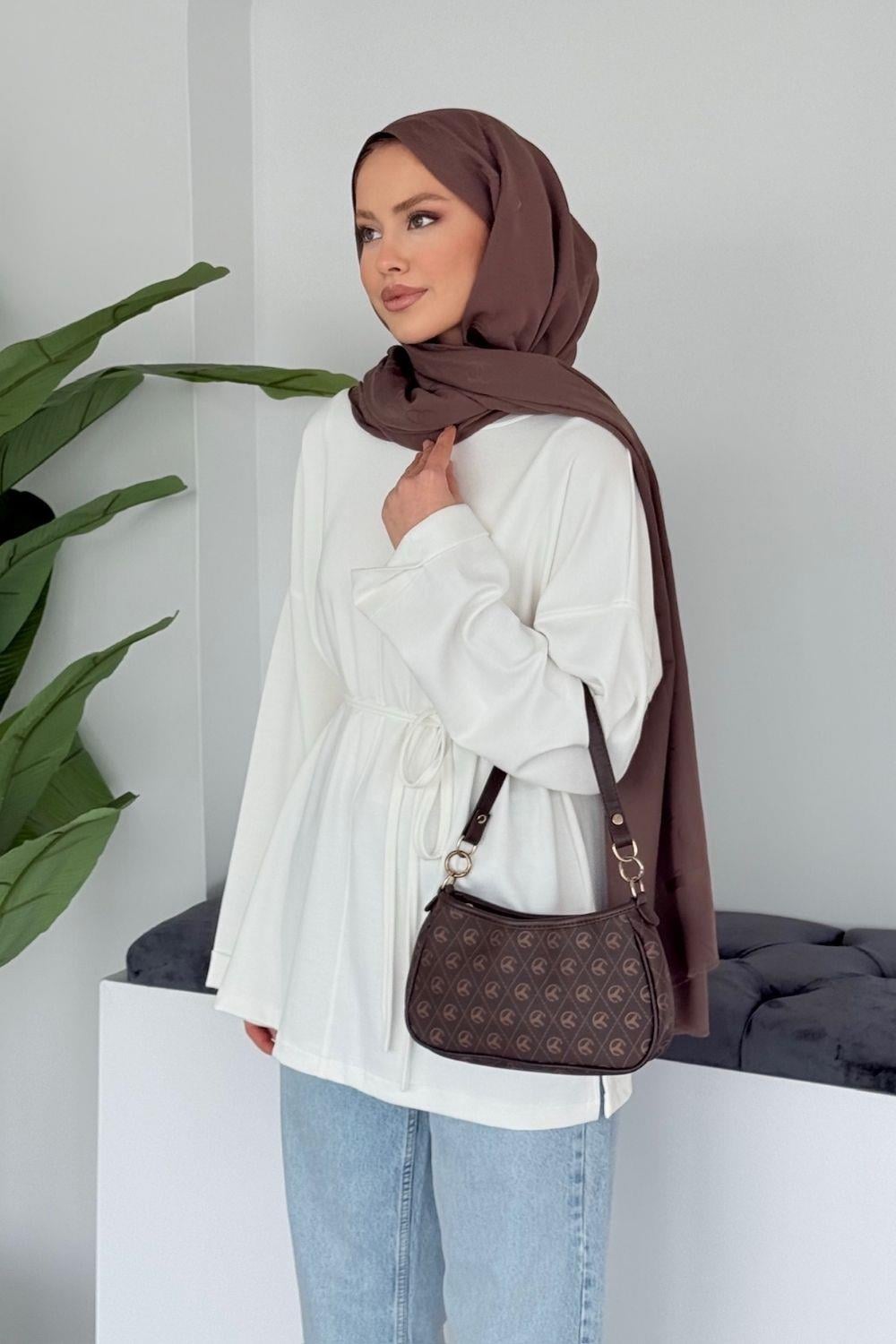 Türev Duble Kol Tunik Beyaz 6060 