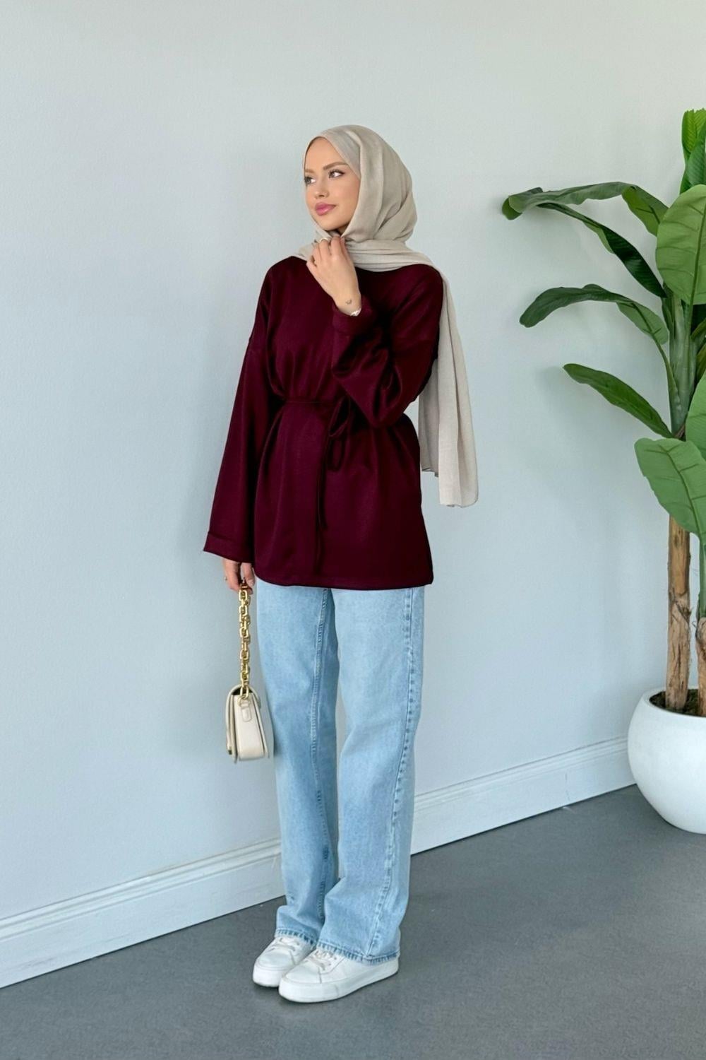 Türev Duble Kol Tunik Bordo 6060 