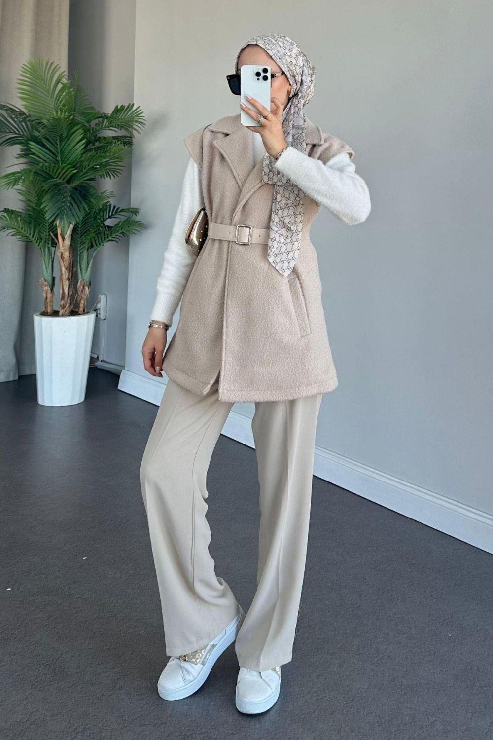 Miayse Teddy Yelek Bej 6137 