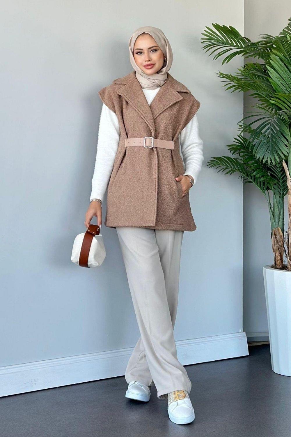 Miayse Teddy Yelek Camel 6137 