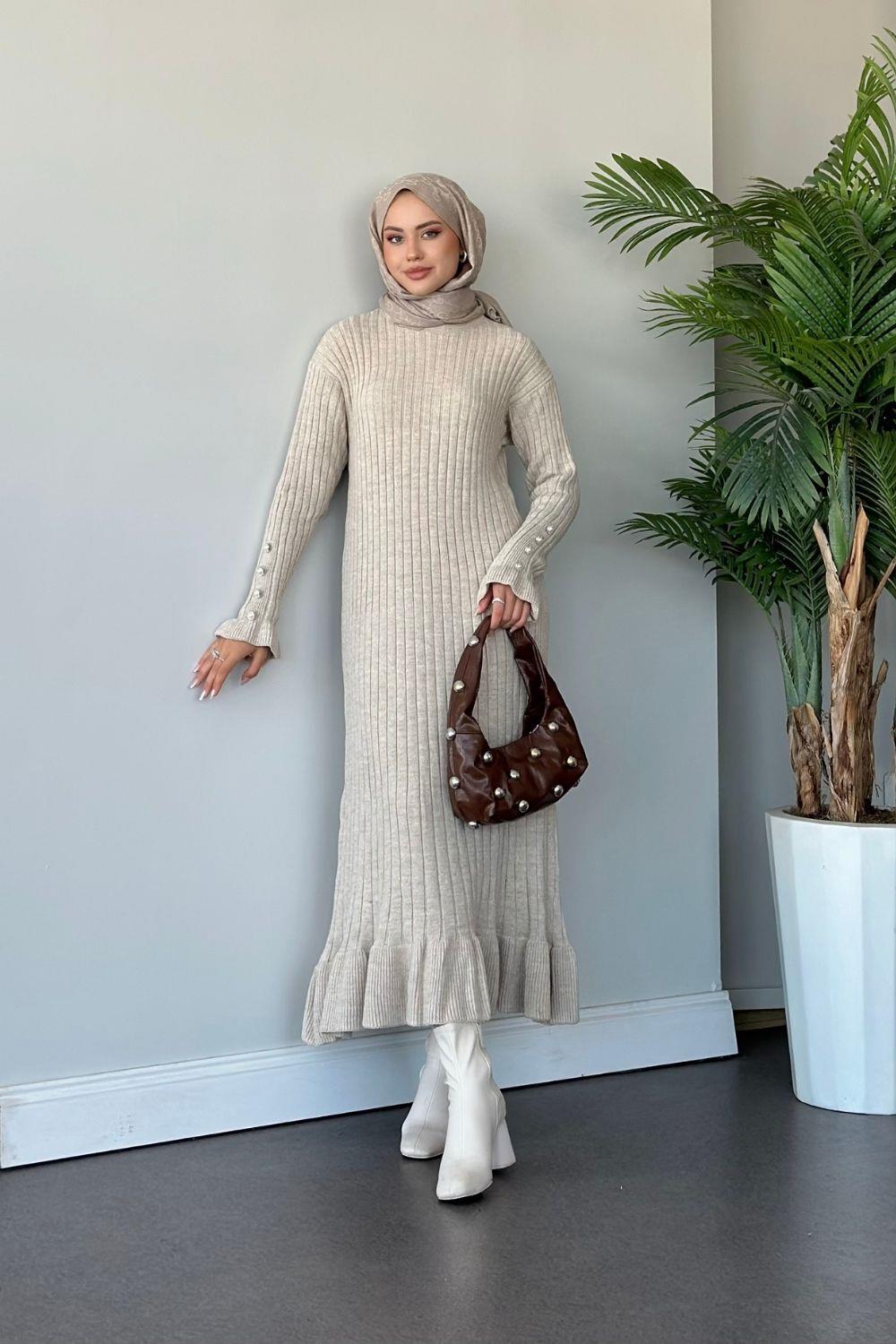 Yakut Triko Elbise Taş 6155 