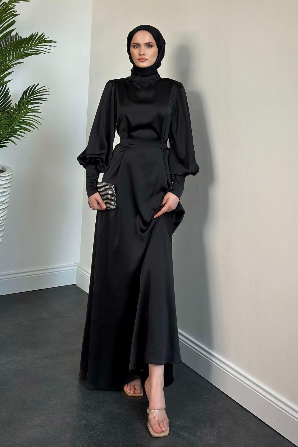 Emora Kuşaklı Abiye Siyah 6165 
