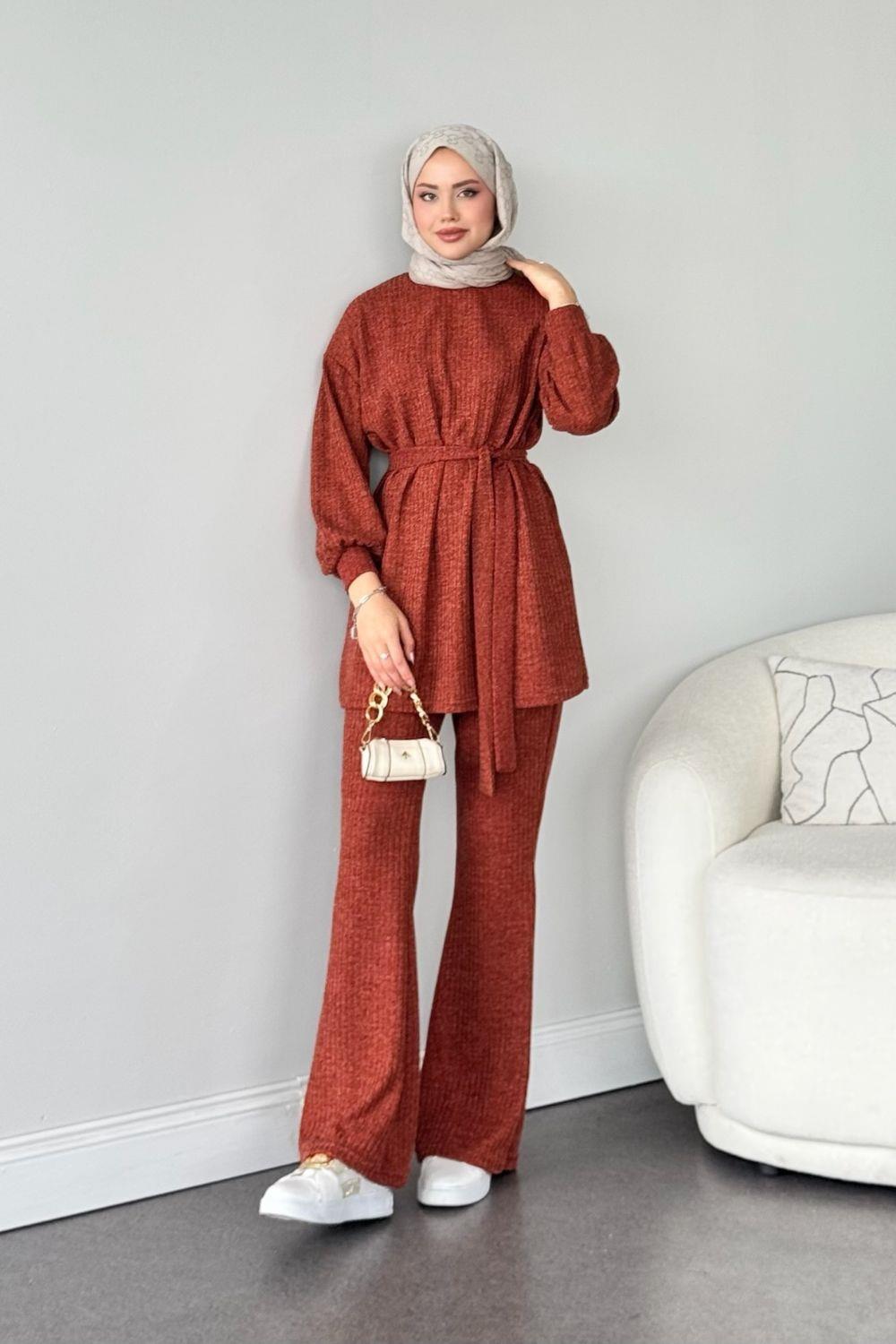 Ela Pantolon Takım Kiremit 6181 