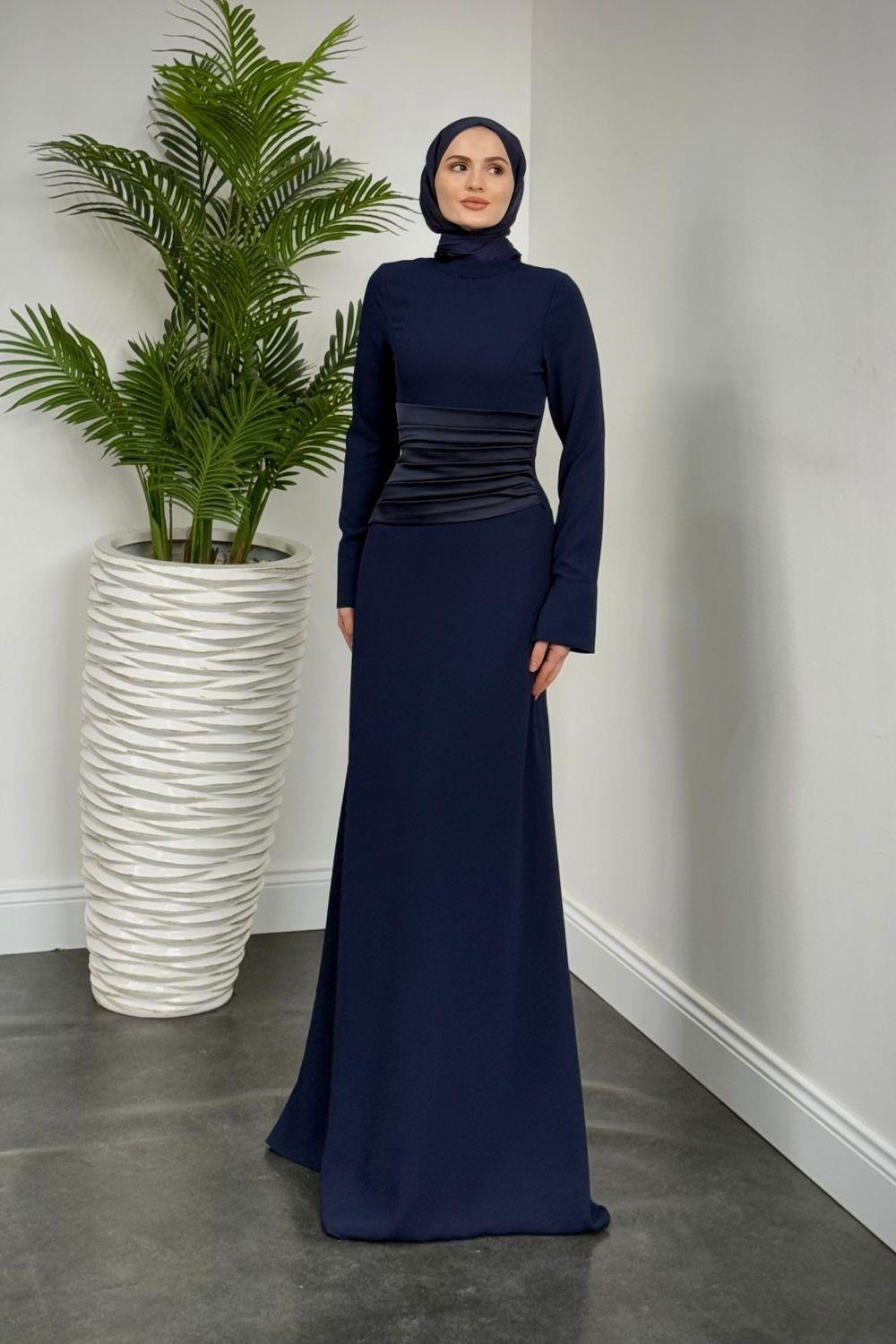 Beli Drapeli Balık Abiye Lacivert 61810 