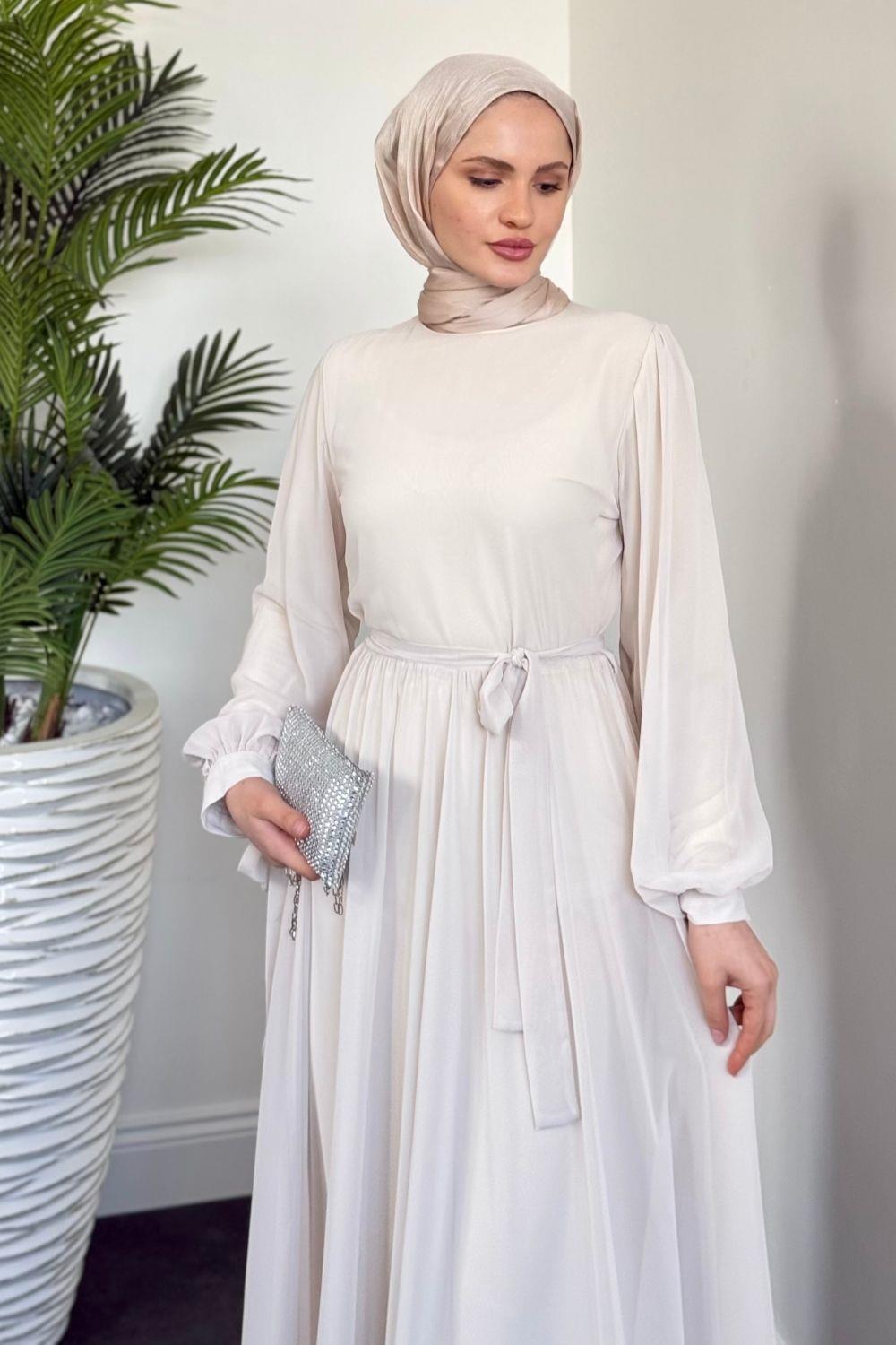 Roma Şifon Elbise Bej 6217 