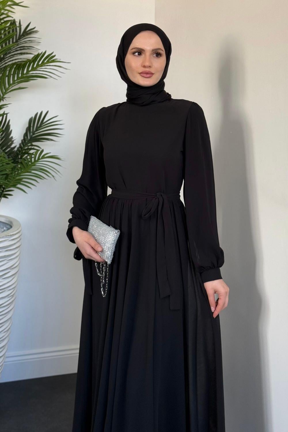 Roma Şifon Elbise Siyah 6217 